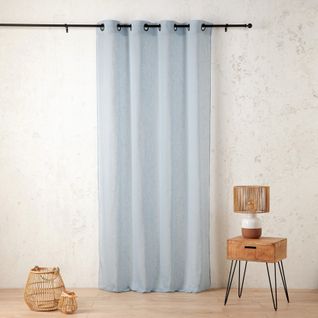 Voilage En Polycoton Chiné - 160x260 Cm - Bleu Ciel