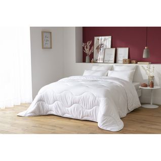 Couette tempérée 220 x 240 cm polyester microfibre blanc 250g/m²