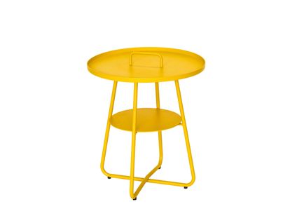 Table Basse Ronde En Aluminium Jaune Thasos Ø 50 Cm