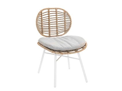 Chaise De Jardin En Résine Tressée Flores Avec Coussin Chiné Gris/beige