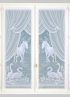 Paire De Petits Voilages Esprit "equestre" - 60x120 Cm - Blanc