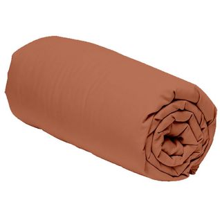 Drap Housse 160x200 + 30 Cm 100% Percale De Coton 80 Fils Terracotta