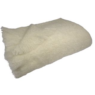 Couverture En 100 % Pure Mohair 320g/m2 - 180x220 Cm - Ecru