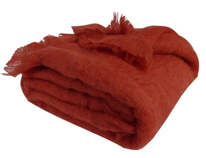 Couverture En 100 % Pure Mohair 320g/m2 - 240x260 Cm - Rouge
