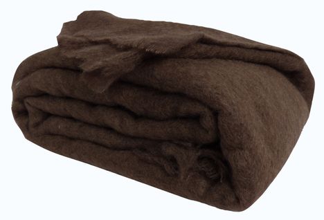 Couverture En 100 % Pure Mohair 320g/m2 - 240x260 Cm - Marron Chocolat