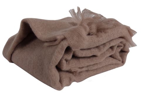 Couverture En 100 % Pure Mohair 320g/m2 - 180x220 Cm - Taupe
