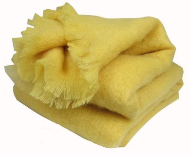 Plaid En Laine Mohair Très Douce - 130x180 Cm - Jaune Soleil