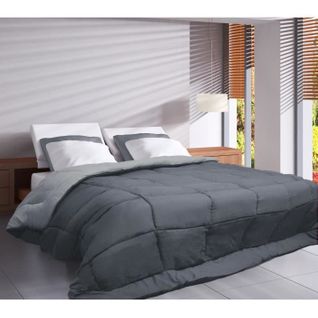 Calgary Couette Chaude Microfibre 400 G/m² - Acier Et Argent - 240 X 260 Cm