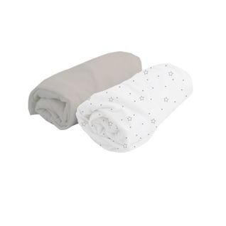 Lot De 2 Draps Housse 70x140 Cm Blanc Pois Et Perle