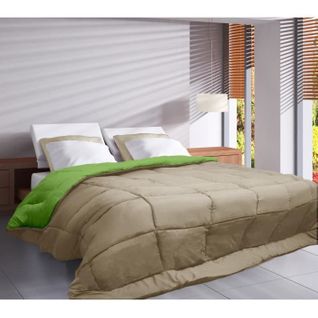 Couette Microfibre 400 G/m² - Calgary - Anis Et Nude - 200 X 200 Cm