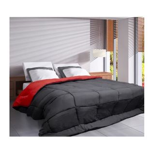 Couette Légère Réversible Bicolore En Microfibre 200 Gr/m² - 200x200 Cm - Rouge