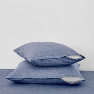 Lot De 2 Protège Oreiller 2 En 1 Bleu 60 X 60 Cm Bleu Clair