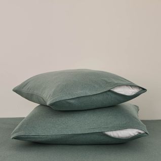 Lot De 2 Protège Oreiller 2 En 1 Vert 60 X 60 Cm Vert Clair