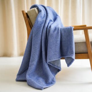 Plaid Coton Et Mérinos - Bleu 120 X 170 Cm Bleu Clair