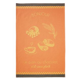 Torchon Imprimé En Coton Jaune 50x75cm