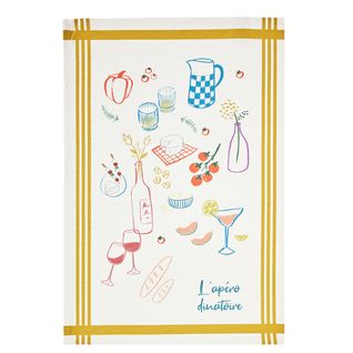 Torchon Imprimé En Coton Multicolore 50x75cm