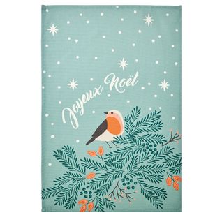 Torchon Imprimé En Coton Vert 50x75cm