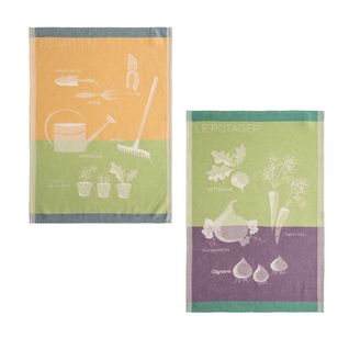 Lot De 2 Torchons Imprimés En Jacquard De Coton 50x75