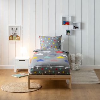 Caradou® Parure De Lit Enfant 90x190cm Avec Couette Motif Étoiles Stars