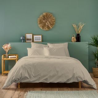 Parure De Lit Unie 2 Personnes 220x240cm Percale Lin