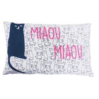 Coussin Enfant Imprimé Chat En Coton 30x50cm Miaou