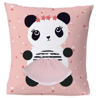 Coussin Enfant Imprimé Panda En Coton 40x40cm Pandi