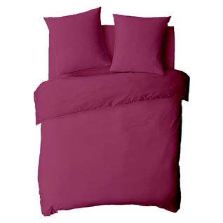 Housse De Couette En Coton 57 Fils Unie Magenta 140x200cm