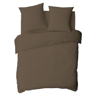 Housse De Couette En Coton 57 Fils Unie Taupe 240x220cm