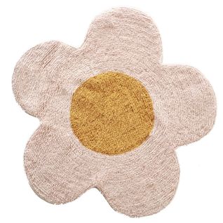 Stella - Tapis Enfant En Forme De Fleur En Coton Tufté Rose 80x80cm