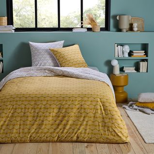Housse de couette echo coton 57 fils vert Decoratie | La Redoute