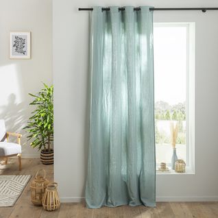 Rideau Uni En Gaze De Coton Oeillets à L'unité 140x300cm Vert