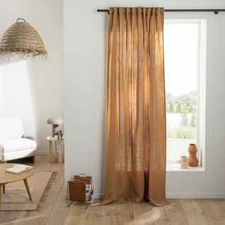 Rideau Uni En Gaze De Coton Pattes Cachées à L'unité 140x260cm Camel
