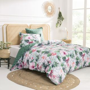 Parure De Lit Imprimée En Coton Vert 200x200