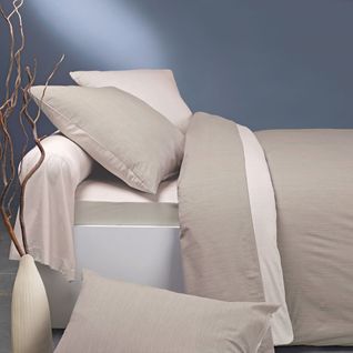Parure Bicolore En Bambou Lin/crème 220x240