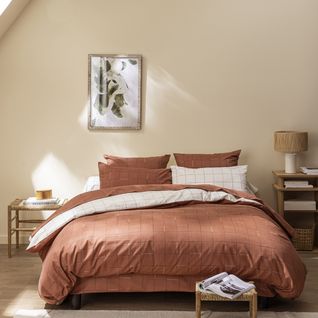 Housse De Couette En Polyester Blanc Et Gris 140x200cm