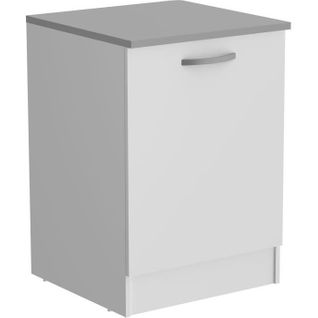 Meuble Bas 1 Porte + Tablette + Plan - Décor Blanc Mat - L 60 X P 60 X H 86 Cm - Oslo