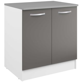 Meuble Bas Oke 80 Cm Pour Évier Avec 2 Portes - Gris