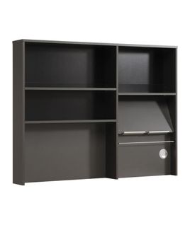 Storm Crédence - Coloris Gris Ombre - L118 X P15 X H93 Cm - 3 Étagères + Porte-revue