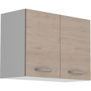 Oslo Meuble Haut 2 Portes - Décor Chêne Jackson - L 80 X P 36 X H 58 Cm