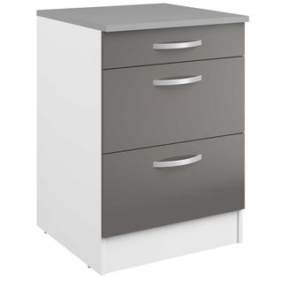 Meuble Bas Oke 60x60 Avec 3 Tiroirs - Gris