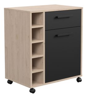 Studio - Desserte - 1 Porte 1 Tiroir - 60 X 40,3 X 71 Cm - Chene / Noir Mat -