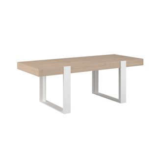 Table à manger L.223 cm STAN imitation chêne et blanc