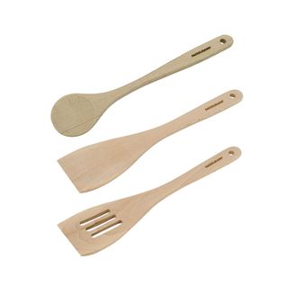 Lot De 3 Ustensiles De Cuisine En Bois Dont 2 Spatules Et Une Cuillère Nature