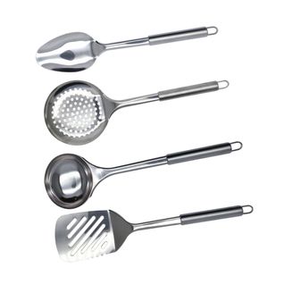 Ensemble De 4 Ustensiles De Cuisine En Inox Louche Écumoire Spatule Et Cuillère