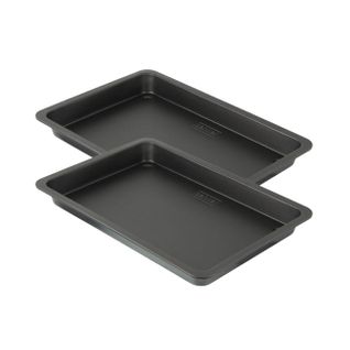 Ensemble De 2 Plaques De Four Rectangulaire 42 X 29 Cm Black Metallic