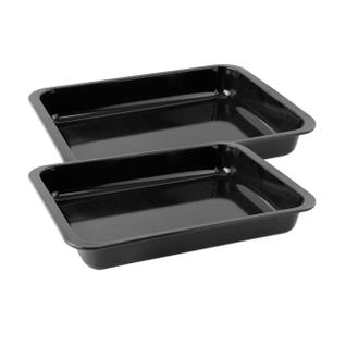 Ensemble De 2 Plats Rectangulaire XXL 40 X 29 Cm En Acier Émaillé