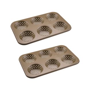 Ensemble De 2 Moules à Petits Pains Individuels Ronds 6 Empreintes 33 X 22 Cm