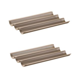 Ensemble De 2 Moules à Baguette 3 Empreintes 38 X 27 Cm Mojave Gold