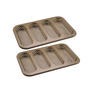 Ensemble De 2 Moules à Pain Perforé 4 Mini Baguettes 33 X 22 Cm Mojave Gold