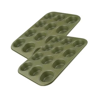 Ensemble De 2 Moules à Muffins 12 Empreintes 38 X 26 Cm Green Vision